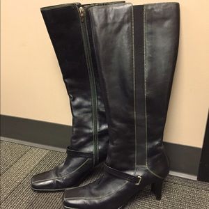 Anne Klein Leather Tall Boots Black W10